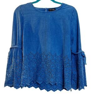 Blue Eyelet Top by